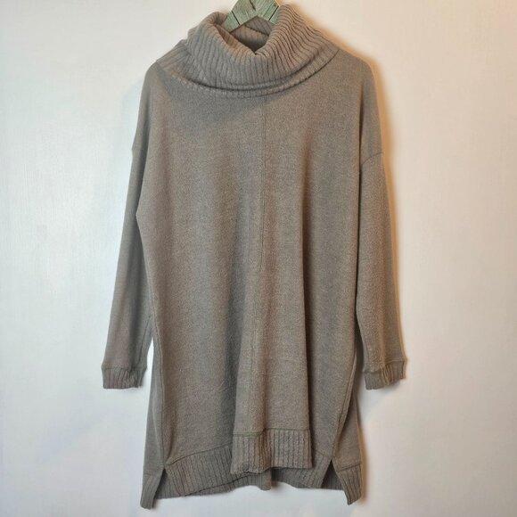 Lulu's Women's Autumn Daze Sage Green Cowl Neck Tunic Oversize Sweater Dress, XL - Picture 2 of 9